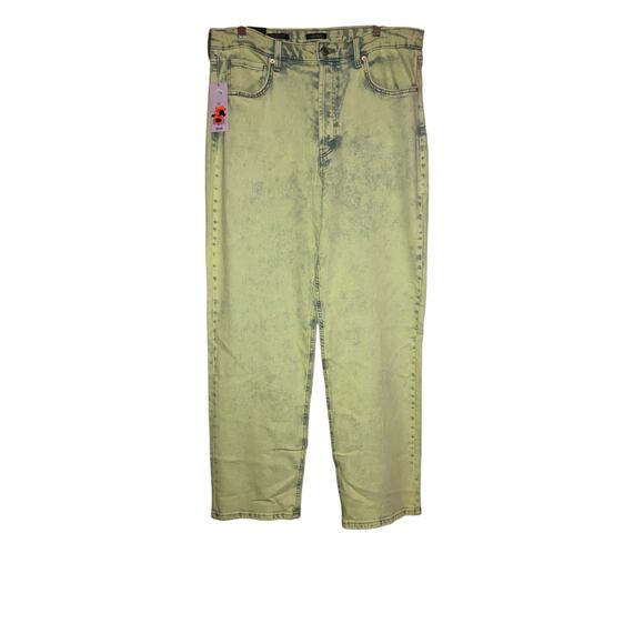 NWT Wild Fable yellow acid wash style Highest rise 90's straight jeans size 14 - Picture 1 of 8